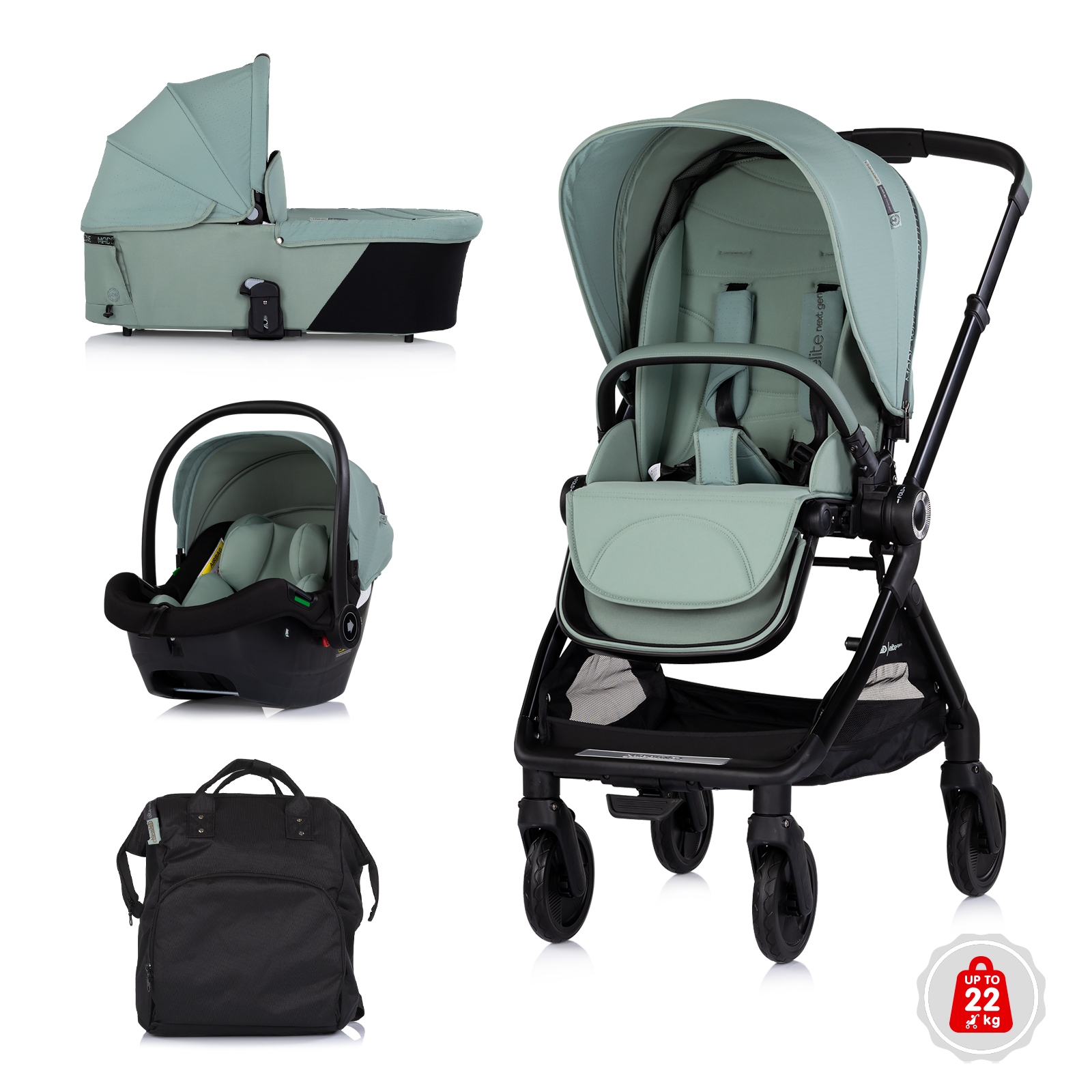 Chipoline Elite NEXT GEN Matcha 3u1 - 4 rotirajuća točka 360 