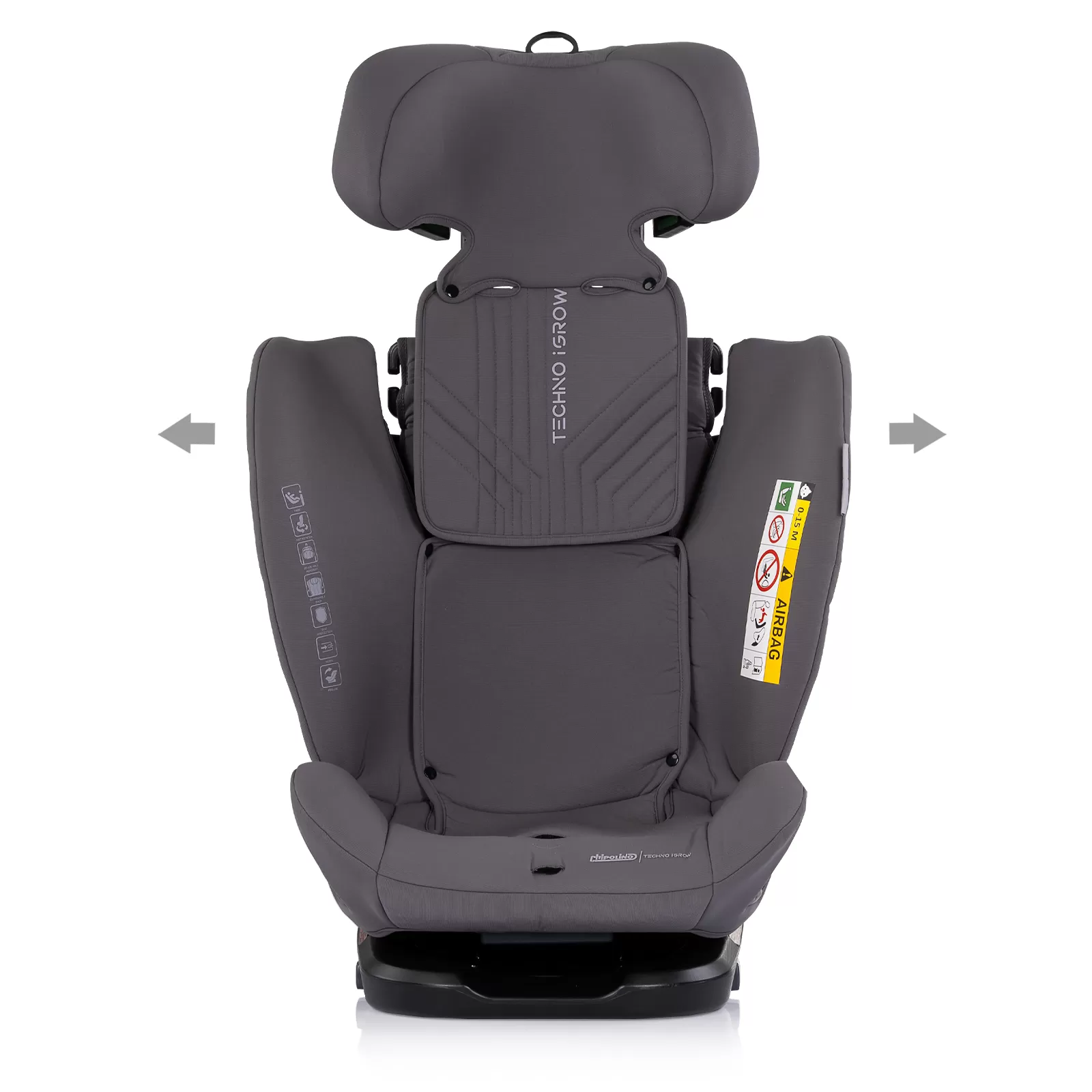Car seat I-SIZE 40-150 cm ISOFIX 360 Techno iGROW charcoal 