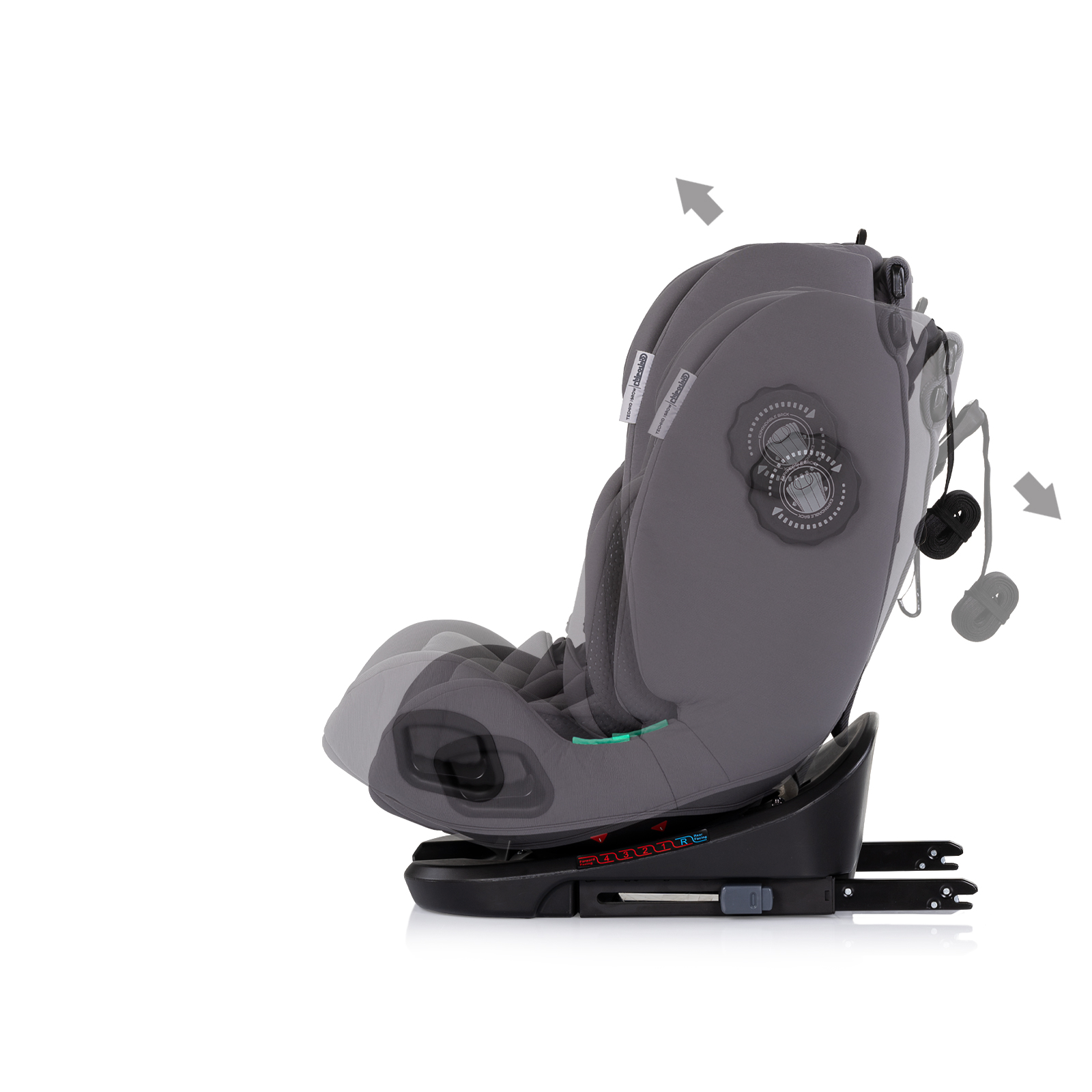 Car seat I-SIZE 40-150 cm ISOFIX 360 Techno iGROW charcoal 