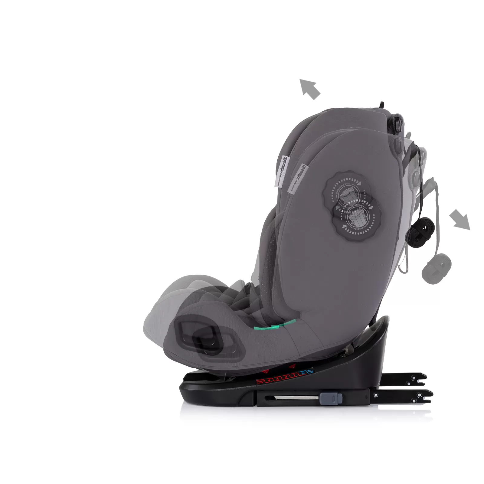 Car seat I-SIZE 40-150 cm ISOFIX 360 Techno iGROW charcoal 
