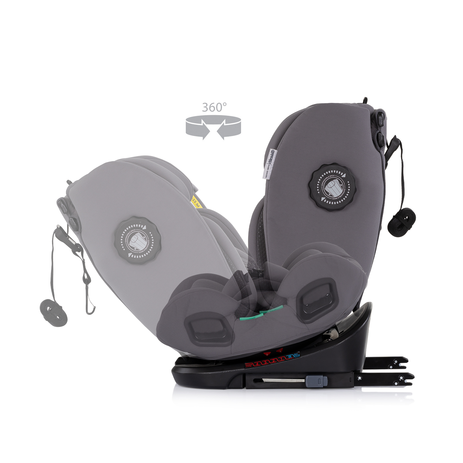 Car seat I-SIZE 40-150 cm ISOFIX 360 Techno iGROW charcoal 