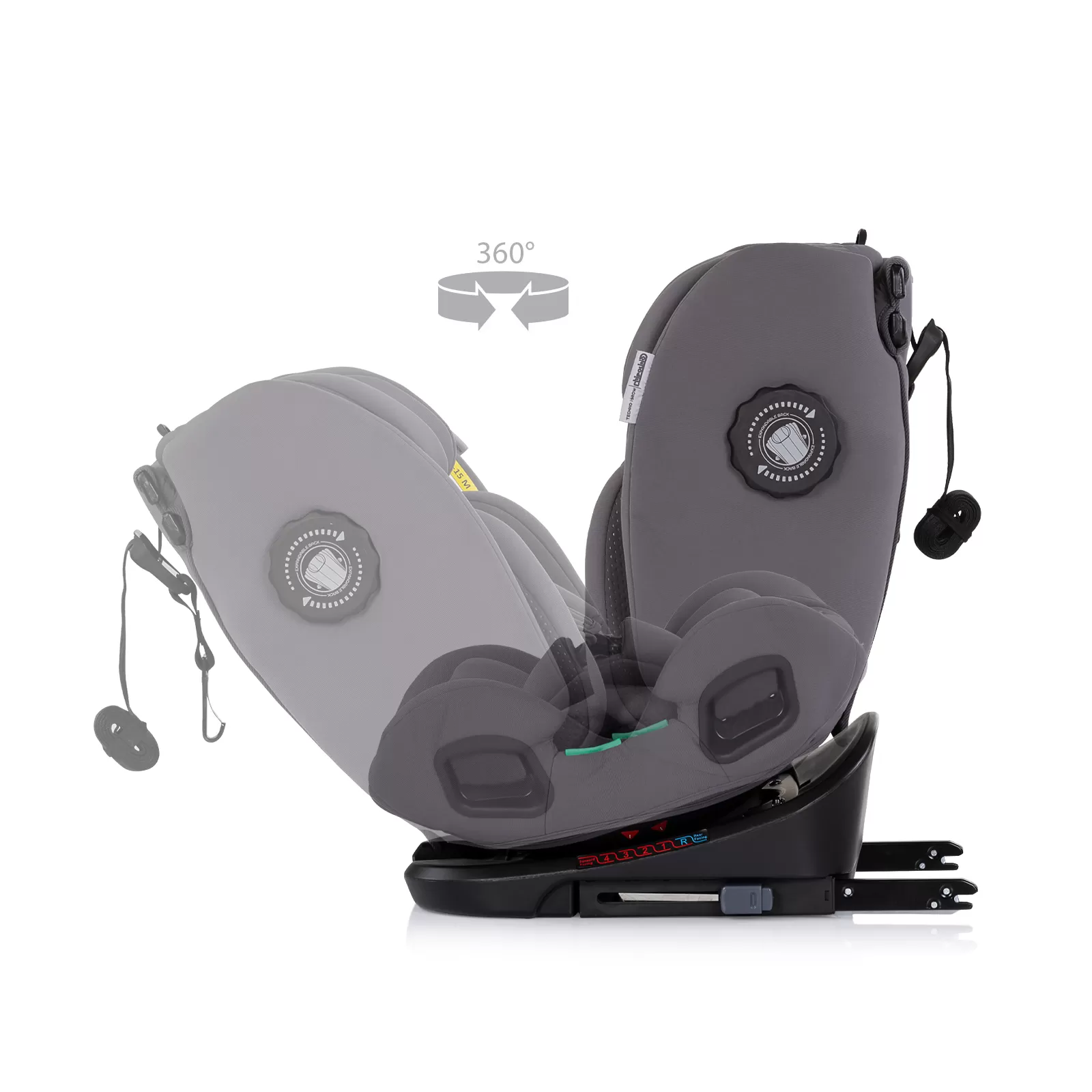 Car seat I-SIZE 40-150 cm ISOFIX 360 Techno iGROW charcoal 