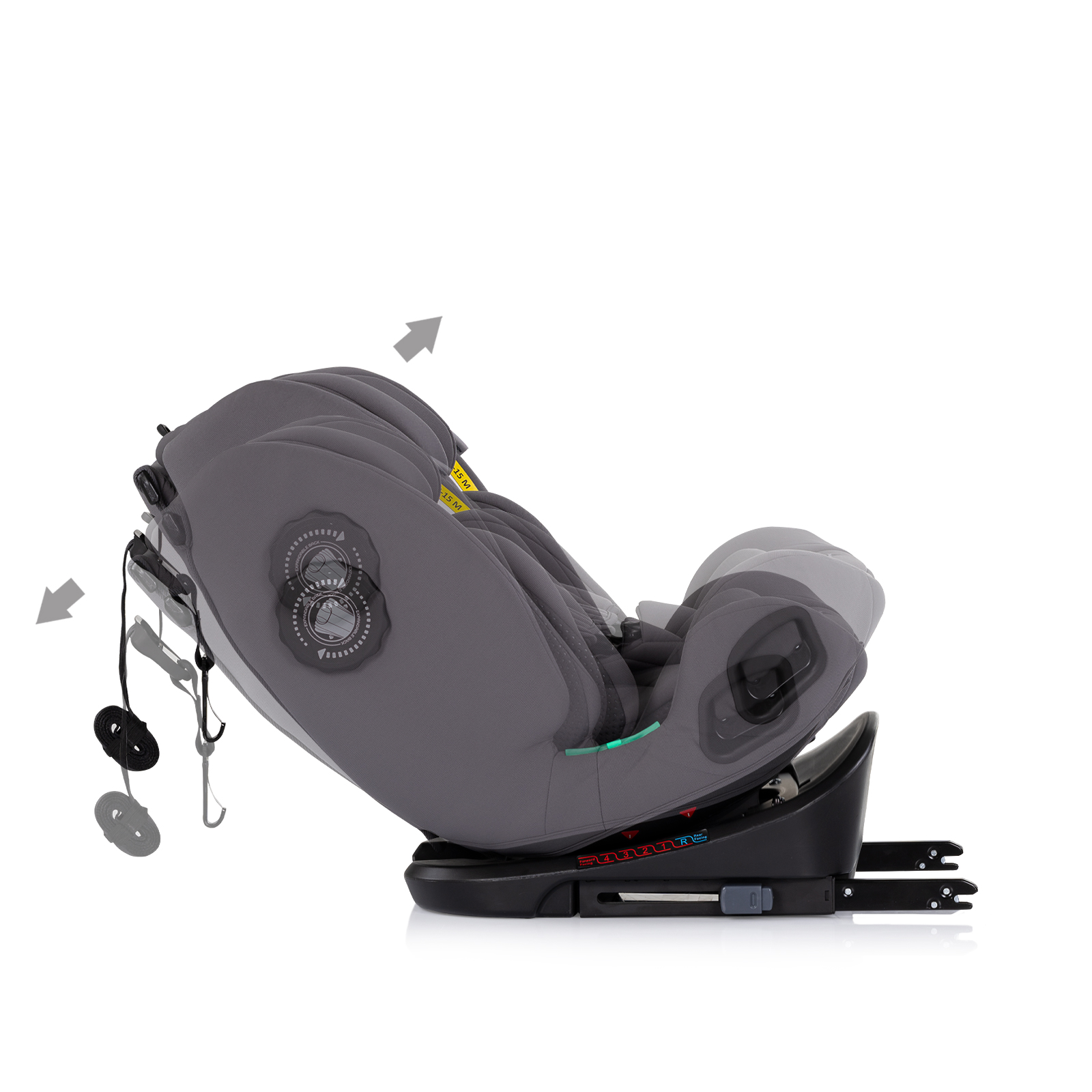 Car seat I-SIZE 40-150 cm ISOFIX 360 Techno iGROW charcoal 