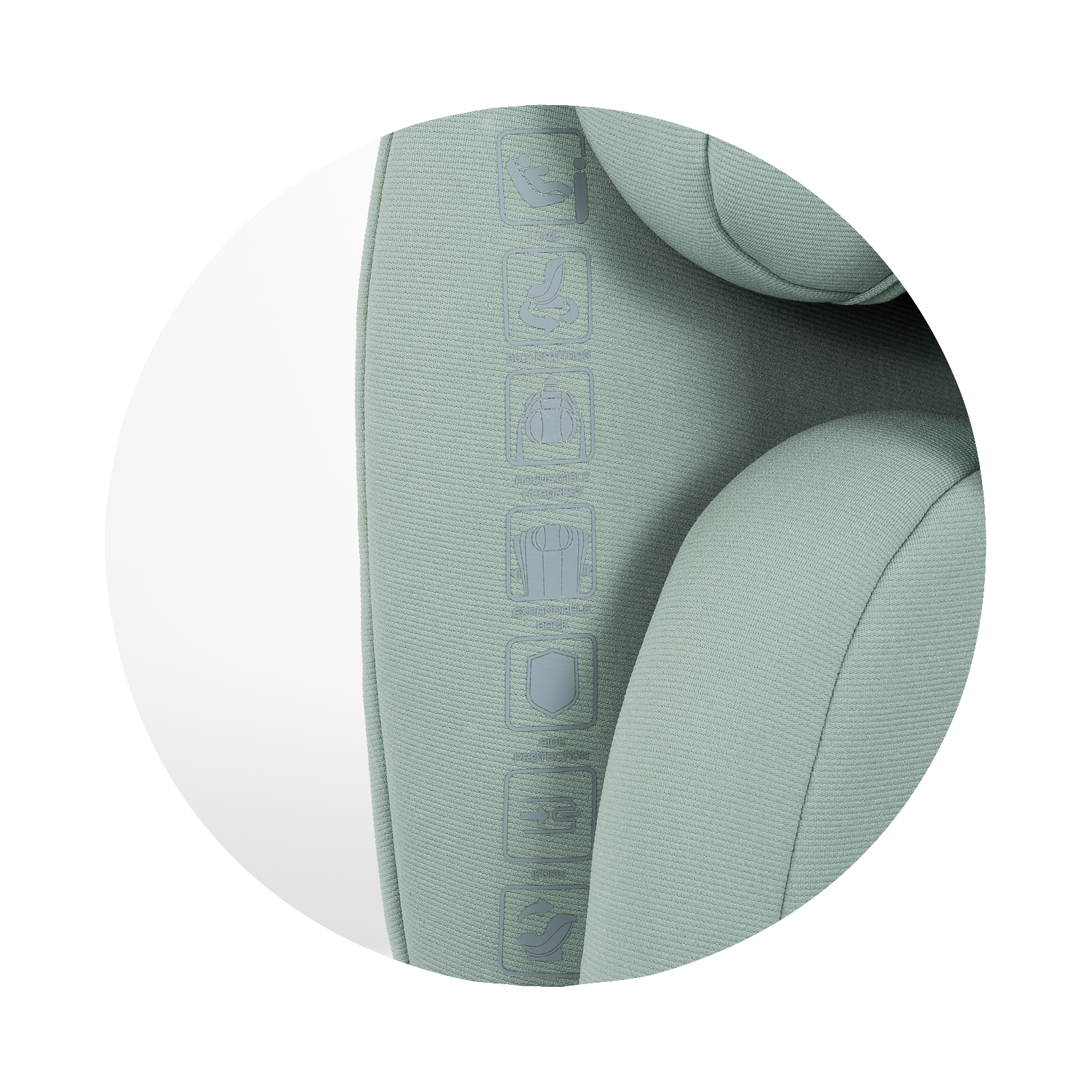 Car seat I-SIZE 40-150 cm ISOFIX 360 Techno iGROW matcha 