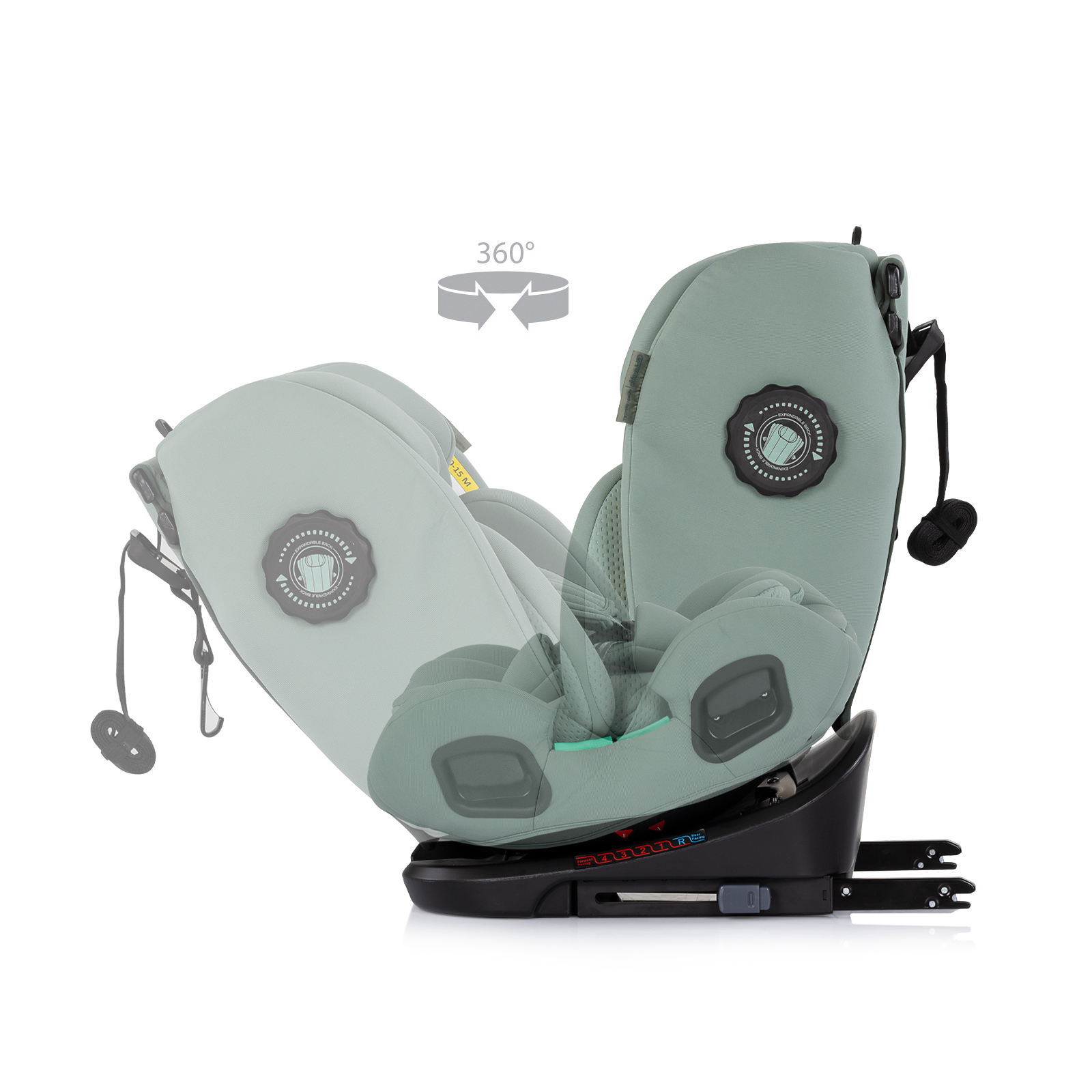 Car seat I-SIZE 40-150 cm ISOFIX 360 Techno iGROW matcha 