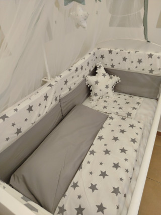 Posteljina Stars Grey/Whitte 