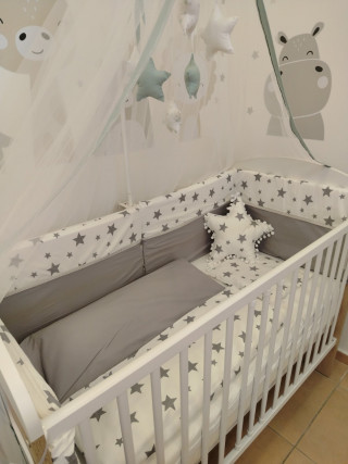 Posteljina Stars Grey/Whitte 