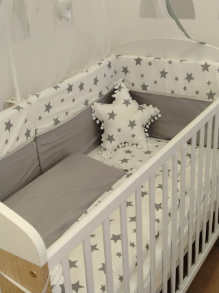Posteljina Stars Grey/Whitte 