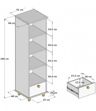 Polica za knjige Lumi Mint 