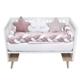 Posteljina sa Pletenicom Bambino Lux puder roze 