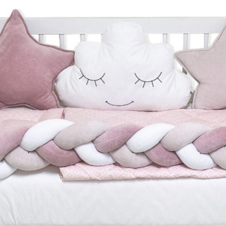 Posteljina sa Pletenicom Bambino Lux puder roze 