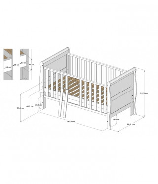 Krevetić Scarlet 140x70cm white 