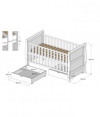 Krevetić Scarlet 140x70cm grey 