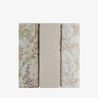 Kikka Boo muslin prekrivac Secret Garden Beige 75x75cm - 3kom 