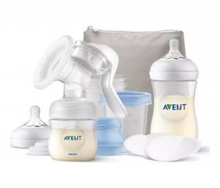 AVENT MANUELNA PUMPICA, SET ZA IZMAZANJE NATURAL (flasice, tufer, via solja sa adapterom) 