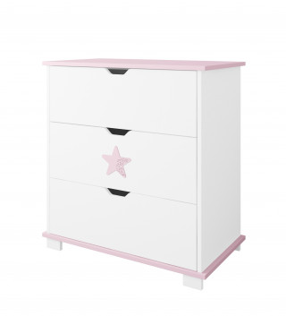 Komoda za bebe Star - Pink 