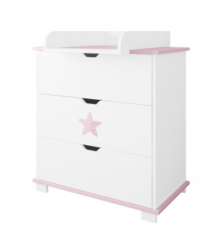 Komoda za bebe Star - Pink 