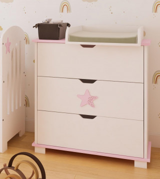 Komoda za bebe Star - Pink 