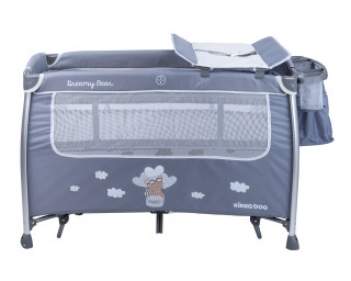 Prenosni krevetac Dreamy Bear sa funkcijom ljuljanja - 2 nivoa - sivi 