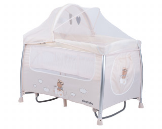 Prenosni krevetac Dreamy Bear sa funkcijom ljuljanja - 2 nivoa - bež 