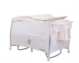 Prenosni krevetac Dreamy Bear sa funkcijom ljuljanja - 2 nivoa - bež 