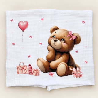 Muslin prekrivac Meda Roze 120x120cm - cetvoroslojni 