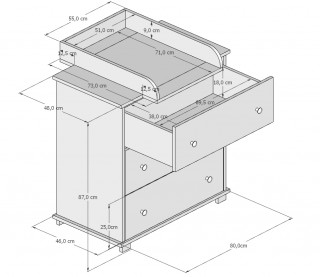 Komoda za bebe Classic Grey 