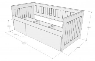 Krevet HOMNES 200x90cm sa fiokama 