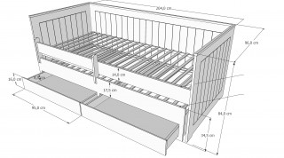 Krevet HOMNES 200x90cm sa fiokom i fiokom za spavanje 