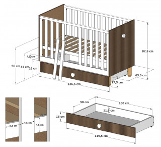 Krevetić LOFT Natur-White 