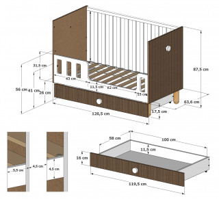 Krevetić LOFT Natur-White 