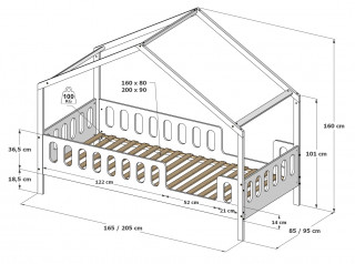 Krevet Leo 200x90cm sa krovom 
