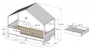 Krevet Bela Home 200x90cm sa krovom 