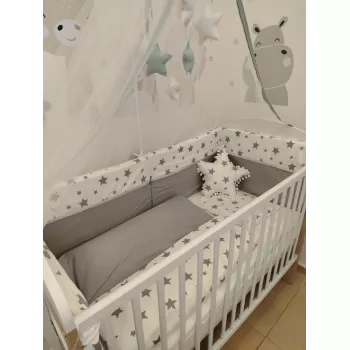 Posteljina Stars Grey/Whitte 