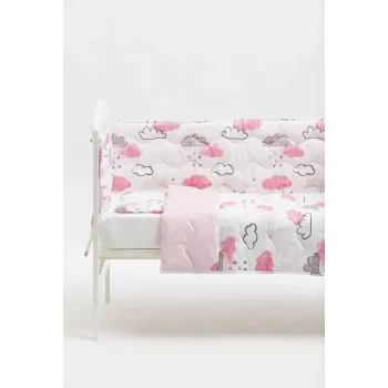 Posteljina sa ogradicom Oblak- Roze 