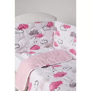 Posteljina sa ogradicom Oblak- Roze 