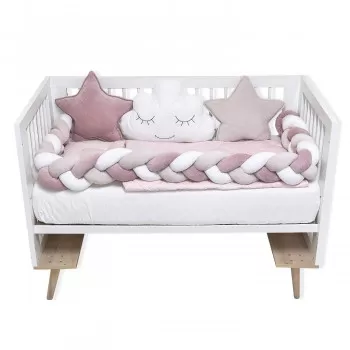 Posteljina sa Pletenicom Bambino Lux puder roze 
