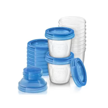 AVENT VIA SOLJE SA POKLOPCIMA I ADAPTERIMA -SET 10KOM+2ADAPTERA 1602 