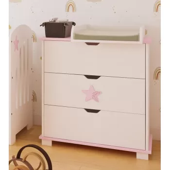 Komoda za bebe Star - Pink 