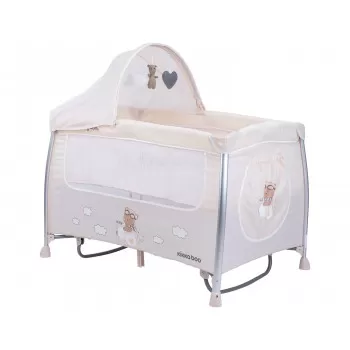 Prenosni krevetac Dreamy Bear sa funkcijom ljuljanja - 2 nivoa - bež 