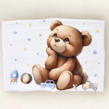 Muslin prekrivac Meda Plavi 120x120cm - cetvoroslojni 
