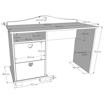 Pisaći sto Srce Pink 