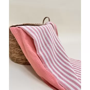 Višenamenska pelena od muslina roze prugice 2/1 