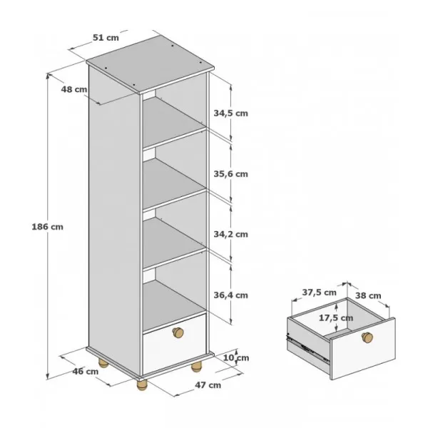 Polica za knjige Lumi White 