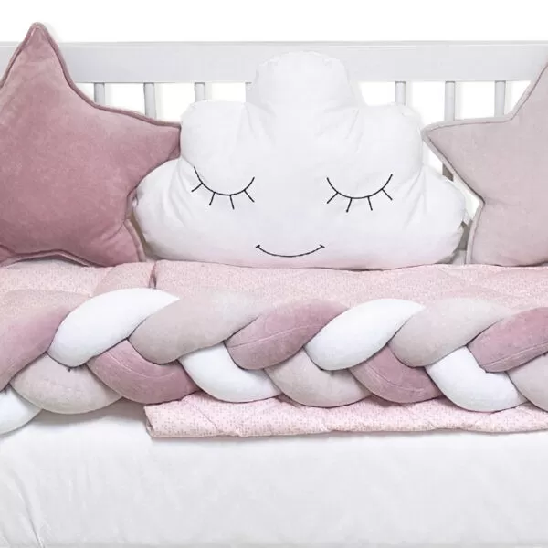 Posteljina sa Pletenicom Bambino Lux puder roze 