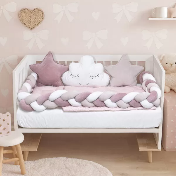Posteljina sa Pletenicom Bambino Lux puder roze 