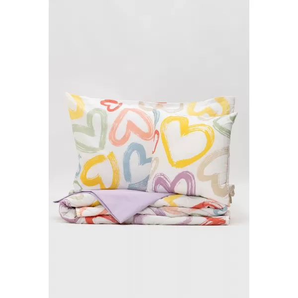 Posteljina sa štep dekom Šarena Srca 140x200 cm 