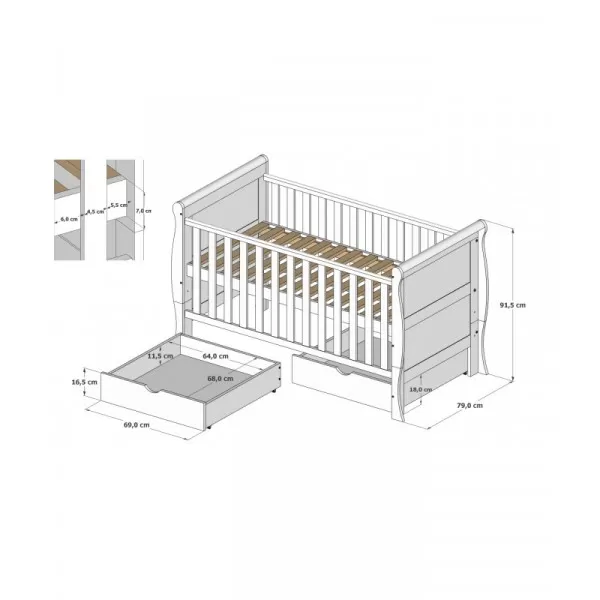 Krevetić Scarlet 140x70cm grey 