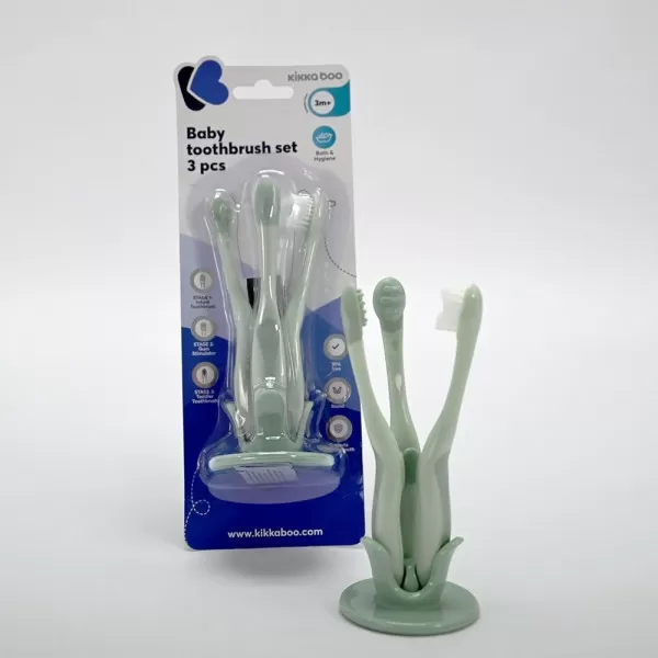 Kikka Boo Set četkica za zubiće za bebe 3 dela Mint 