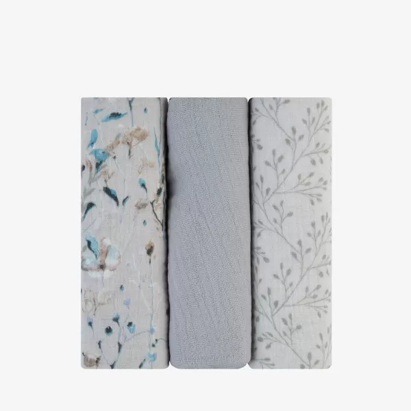 Kikka Boo muslin prekrivac Dreamy Fields Grey 75x75cm - 3kom 